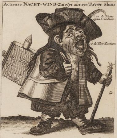Ночной певец – карикатура на продавца акций 1720 год